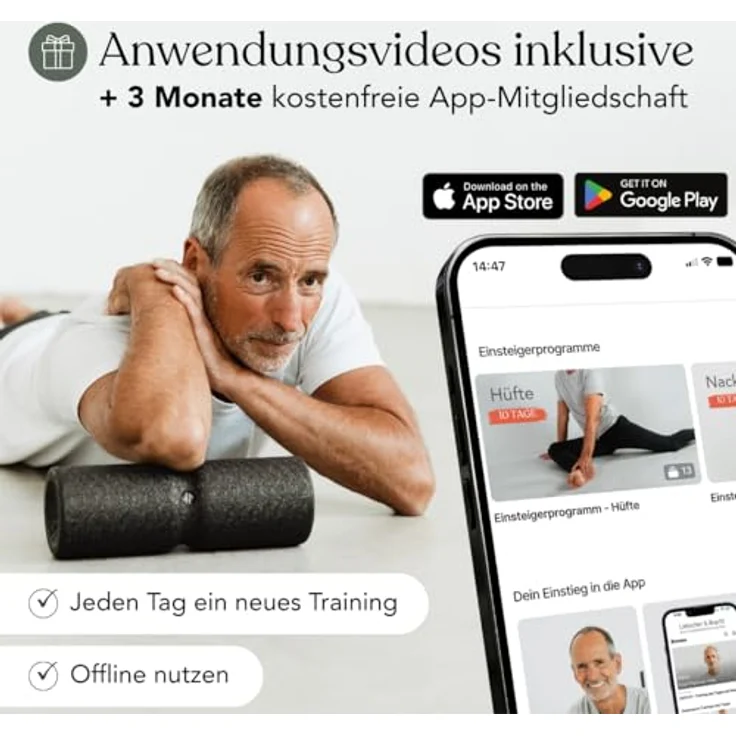 Liebscher & Bracht Original Faszien-Set, Faszienrolle und Faszienball (je 2 Stück), Made in Germany, inklusive Übungs-App – Bild 2