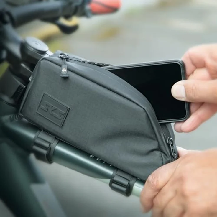 SKS Velotasche Rahmentasche, 0.65 l, wasserdicht mit Easyzip-Reißverschluss und Smartphone-Kabeldurchführung – Bild 4