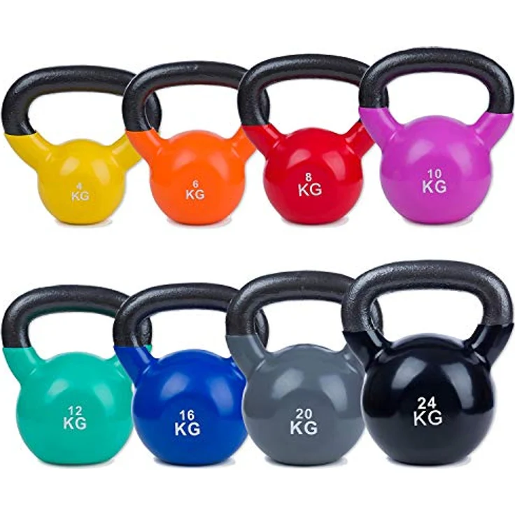 Sport-Thieme Kettlebell Vinyl | Kugelhantel, Gewichtskugel aus Gusseisen mit Soft-Vinyloberfläche | In acht Gewichtsvarianten: 4-24 kg | Markenqualität – Bild 1