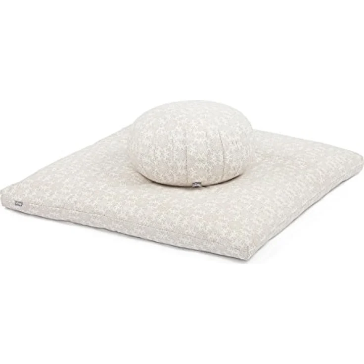 Bodhi Meditations-Set | Maharaja Collection | Meditationsmatte (Zabuton) & Meditationskissen Zafu mit Dinkelfüllung | Bezug aus Baumwolle | Unterlage zur Meditation (Madurai/Ecru) – Bild 1