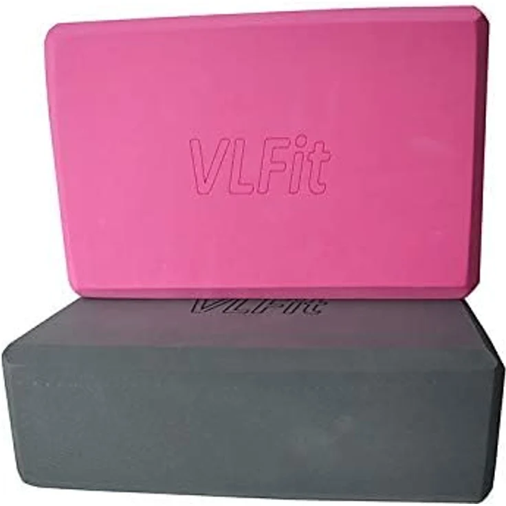 VLFit 2er-Set Yoga Blöcke, umweltfreundlicher EVA-Schaum, Größe 23 x 15 x 7,6 cm, GRAU und ROSA – Bild 4