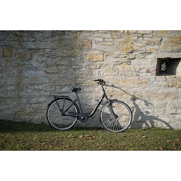 Prophete GENIESSER 500, 28 Zoll Citybike Damen mit Nexus 7 Gang Nabenschaltung, LED Beleuchtung, Nabendynamo, Rücktrittbremse und V-Bremse, Alu 50 cm, gefederte Suntour Gabel, schwarz – Bild 5