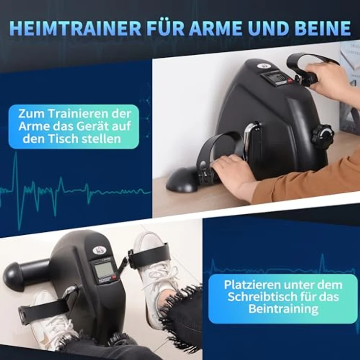 HOMCOM Heimtrainer Mini Bike Pedaltrainer Trainingsrad Fahrradgerät mit LCD-Display Gusseisen Schwarz 35 x 40 x 31 cm – Bild 4