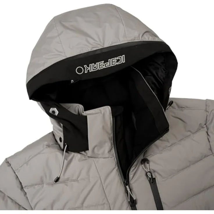 ICEPEAK Folsom S8 Herren Skijacke, wasserdicht und atmungsaktiv mit 4-Wege-Stretch, regulierbarer Kapuze und Schneefang, grau – Bild 5