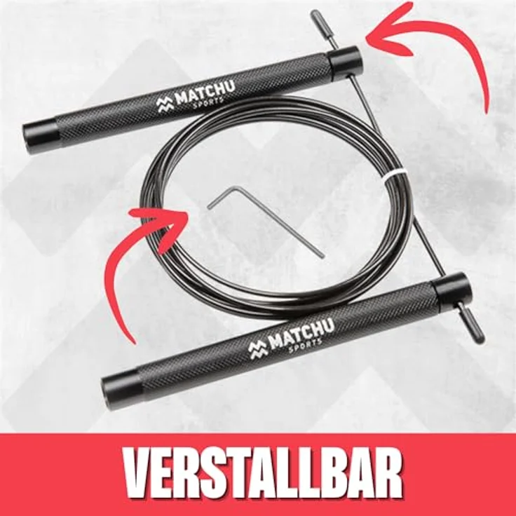 MATCHU Speed Rope, Springseil für Erwachsene mit Aluminiumgriffen und optimalem Grip, perfekt für Crosstraining, leicht und tragbar – Bild 3