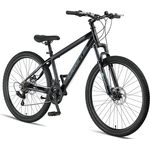 Licorne Bike Thunder Premium Mountainbike, 27.5 Zoll, Schwarz, mit Disc-Bremse, für Damen, Herren, Mädchen und Jungen, hochwertige Kettenschaltung, 85% vormontiert