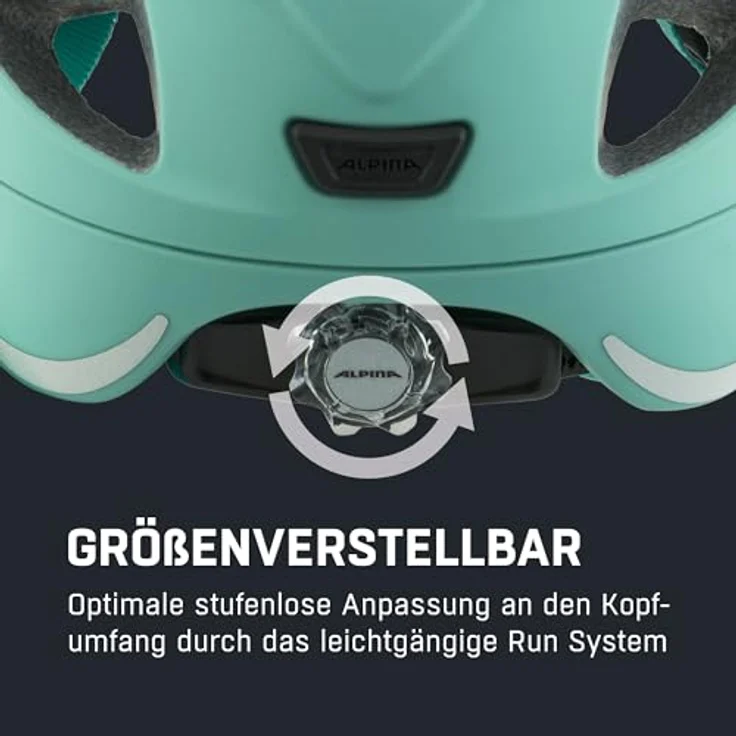 Alpina A9720272 Kinderfahrradhelm, Turquoise Matt, 49-54 cm, superleicht mit optimaler Belüftung und passgenauem Halt – Bild 5