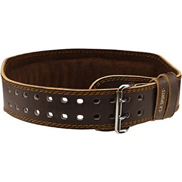 C.P. Sports Gewichthebergürtel für Kraftsport I Trainingsgürtel aus Echtleder, ideal für Powerlifting I ergonomischer Fitness-Gürtel mit gepolstertem Rückenstück I L (95 – 123 cm), braun – Bild 3