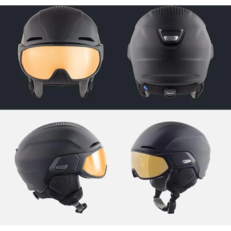 ALPINA Alto Q-LITE Skihelm, stoßabsorbierend & individuell anpassbar, kontrastverstärkendes Visier, Black matt (Gold Mirror), S (51-55 cm) – Bild 4