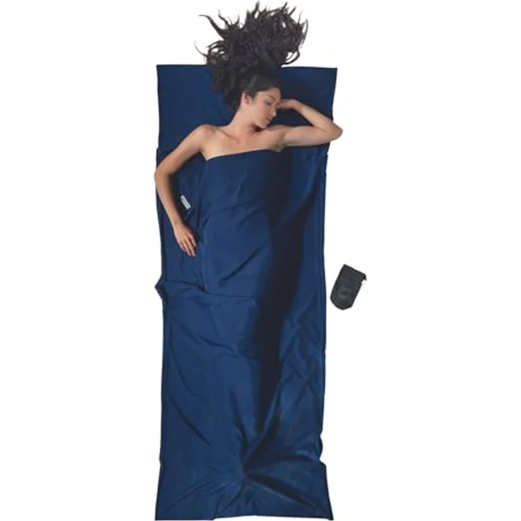 COCOON Leicht-Reiseschlafsack, Rechteck 220 x 90 cm, 100% Mikrofaser, seitliche Klettverschlussöffnung, blau-Twilight Blue – Bild 1