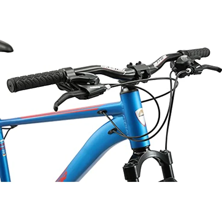 BIKESTAR Alu Mountainbike 27. 5 Zoll | 21 Gang Hardtail Sport MTB 18 Zoll Rahmen Scheibenbremse Federgabel | Blau Orange – Bild 8