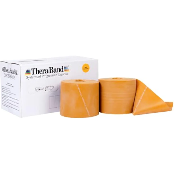 THERABAND Original Fitness Latex-Widerstandsbänder, 45,5 Meter Vorratsrolle, 100% Naturlatex, Gold, ideal für Rehabilitation und Ganzkörpertraining – Bild 1