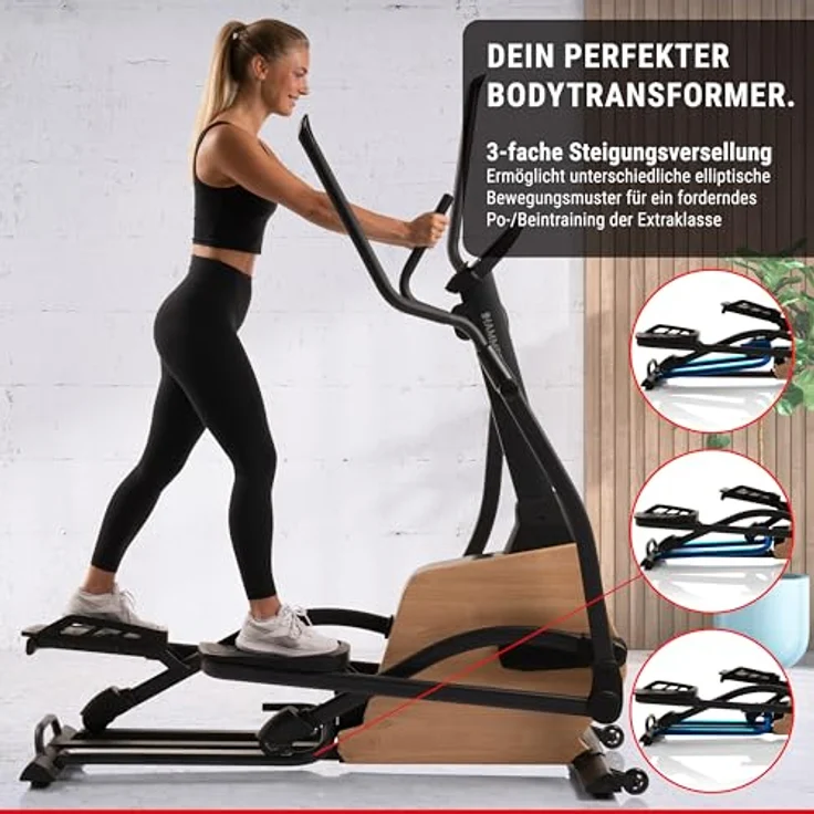 HAMMER Ellipsentrainer CrossPace 5.0 NorsK, 3-fache Steigung, 24 Programme, 20 kg Schwungmasse, Kinomap & Zwift – Bild 5