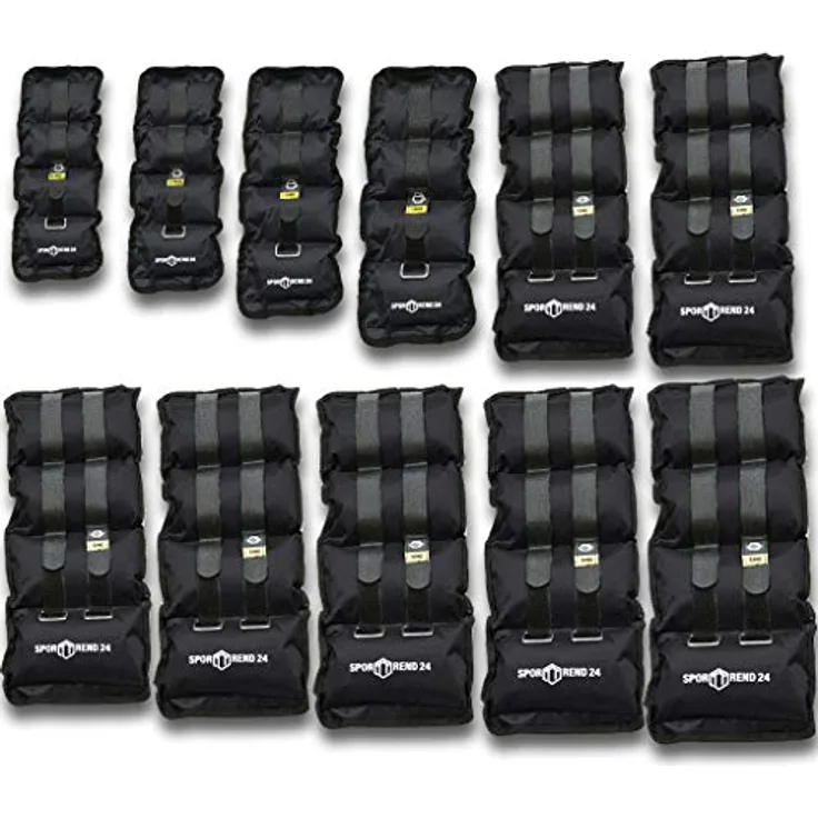 Sporttrend 24 | Gewichtsmanschetten 1,0kg im Set | maximaler Halt durch starken Klettverschluss | für Kraft und Ausdauerübungen (Schwarz: 2 x 1,0kg)