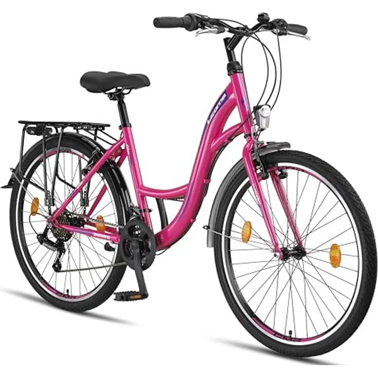 Licorne Bike Stella Premium City Bike in 26 Zoll - 21 Gang-Schaltung - Hollandfahrrad Citybike (Rosa) – Bild 1