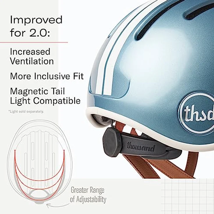 Thousand Heritage 2.0 Fahrradhelm für Erwachsene, Urbaner Stadthelm in Pelham Blue, Größe Medium mit Belüftungsöffnungen und Diebstahlsicherung – Bild 2