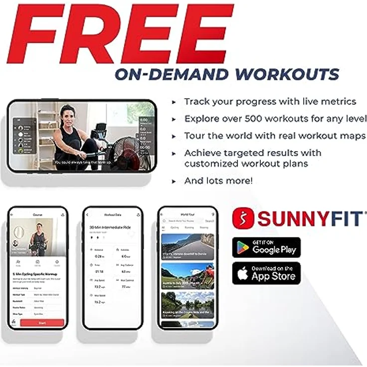 Sunny Health & Fitness SMART Kompaktes faltbares magnetisches Rudergerät mit Bluetooth-Konnektivität – SF-RW521020 – Bild 2