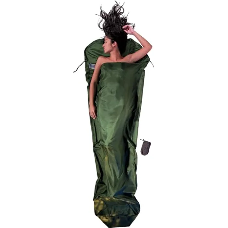 Cocoon MummyLiner, Innenschlafsack aus 100% Seide, leicht und temperaturausgleichend, 241 cm, +5,3 °C Wärmeleistung