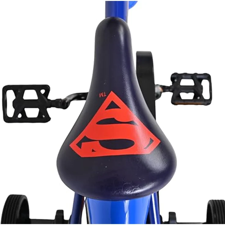 Volare Superman, Kindervelo 14 Zoll, stabiler Metallrahmen, dunkelblau, mit Handbremse und abnehmbaren Stützrädern – Bild 11