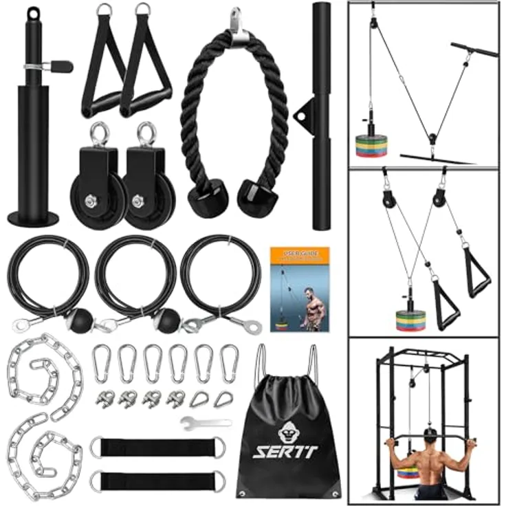 SERTT Gewicht Seilzugsystem Gym, Verbesserte Seilzug Fitness für Gym LAT Pull Down, Bizeps Curl, Trizeps, Armtraining-Gewichtsscheibensystem Zusatzgeräte für Heim-Fitnessstudios