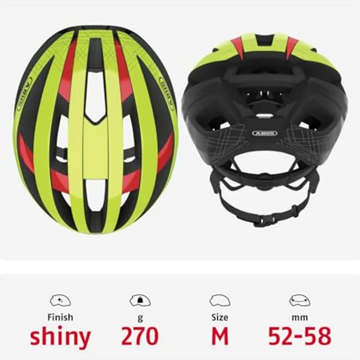 ABUS Viantor Neon Yellow M Fahrradhelm, Rennradhelm für Einsteiger mit hoher Sicherheit und komfortabler Passform – Bild 3
