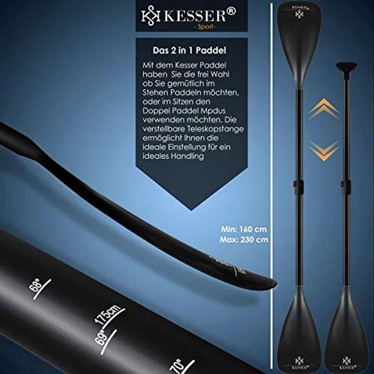 KESSER® Aufblasbares SUP Board Set Stand Up Paddle Board Premium Surfboard Wassersport | 6 Zoll Dick | Komplettes Zubehör | 130kg (AQUA) Blau 320CM – Bild 8