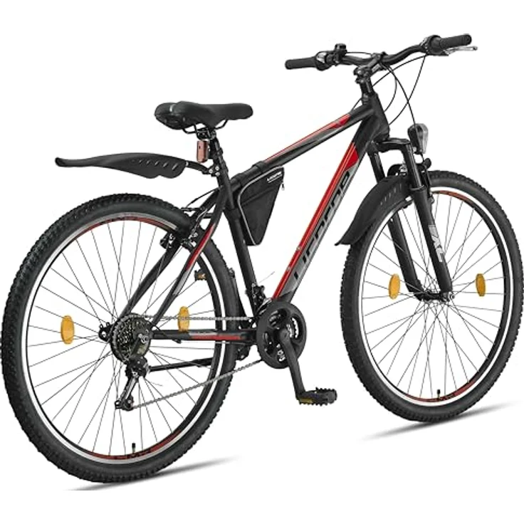 Licorne Bike Guide Premium Mountainbike, 29 Zoll, Schwarz/Rot, hochwertige Kettenschaltung, robustes Design, für Mädchen, Jungen, Herren und Damen – Bild 4