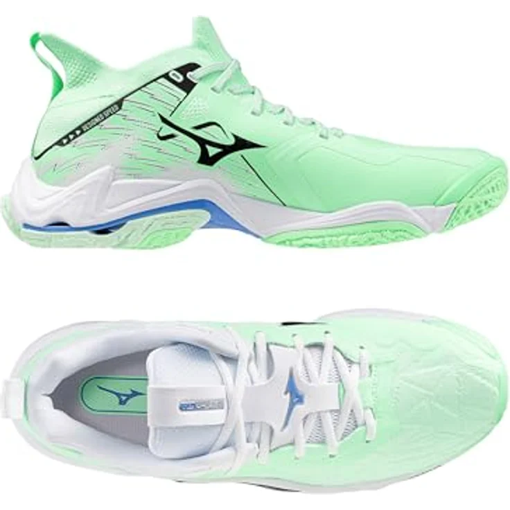 Mizuno Wave Lightning Neo 3, Laufschuhe mit Mizuno Enerzy NXT Dämpfung, Neo Mint/Black/Frontier Blue, Größe 40.0 – Bild 6