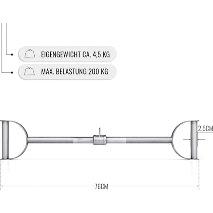GORILLA SPORTS® Latzugstange - Hufgriff, mit Drehgelenk, 76 cm Lang, bis 200 kg Belastbar, gerändelt, aus Chrom - Trizepsstange, Gerade Stange, Kabelzuggriff, Bizeps Trizeps Stange, Krafttraining – Bild 3