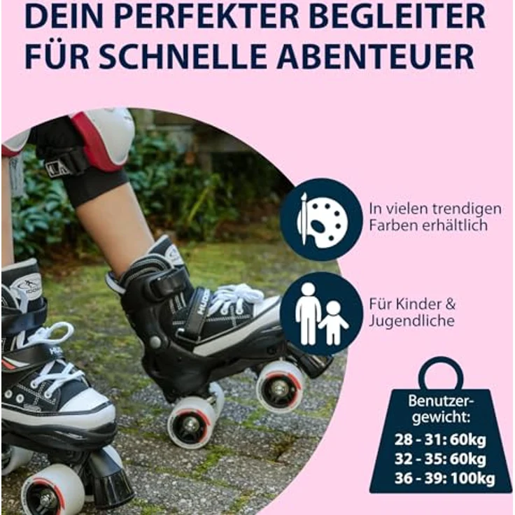 HUDORA Rollschuhe Roller Skate Kinder Rollschuhe, pink, 36-39 – Bild 8