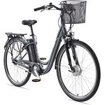 TELEFUNKEN E-Bike Damen 28 Zoll Elektrofahrrad - Pedelec Citybike Alu, Frontmotor 250W /10,4Ah / 36V, Reichweite bis zu 100 km, schwarz