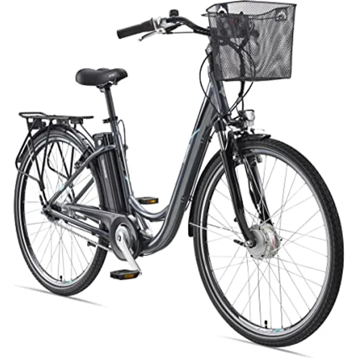 TELEFUNKEN E-Bike Damen 28 Zoll Elektrofahrrad - Pedelec Citybike Alu, Frontmotor 250W /10,4Ah / 36V, Reichweite bis zu 100 km, schwarz
