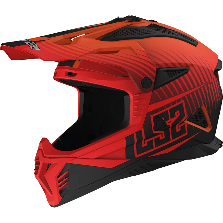 LS2 MX708 Fast II Duck Motocross Helm, KPA-Material, verstellbarer Schirm, neon-rot, M (57/58)