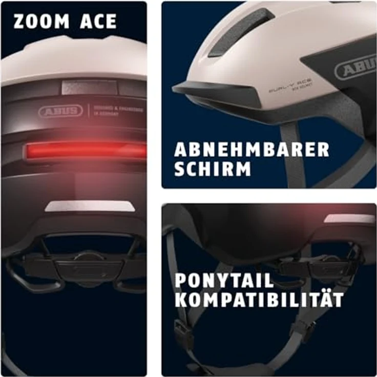 ABUS PURL-Y ACE Fahrradhelm mit LED-Licht, NTA-zertifiziert für E-Bikes und S-Pedelecs, beige, Größe M – Bild 3