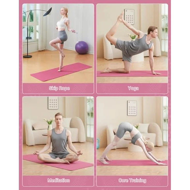 Good Nite Gymnastikmatte, rutschfeste Yogamatte aus TPE mit Tragegurt, 183 x 61 x 0.6 cm, pflaume – Bild 3