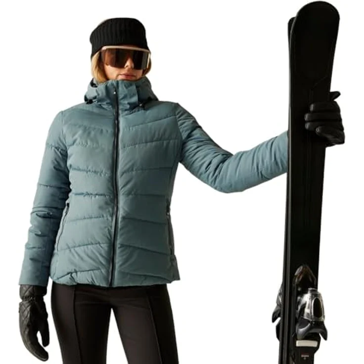 Regatta Dare 2b Glacier Skijacke Damen, wasserdicht und atmungsaktiv, in Element Grey, Größe 44, mit Swarovski-Kristallen und hochwärmender Wattierung – Bild 1