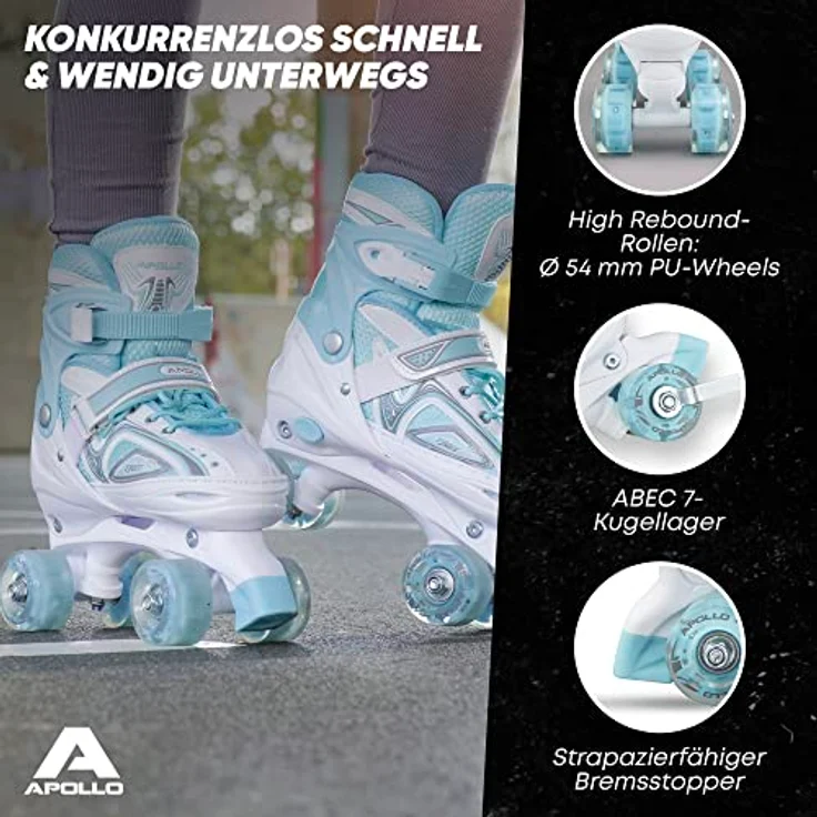 Apollo Rollschuhe LED Rollschuhe größenverstellbar Super Quads X-Pro, LED Räder, größenverstellbar 31-42, blau – Bild 5
