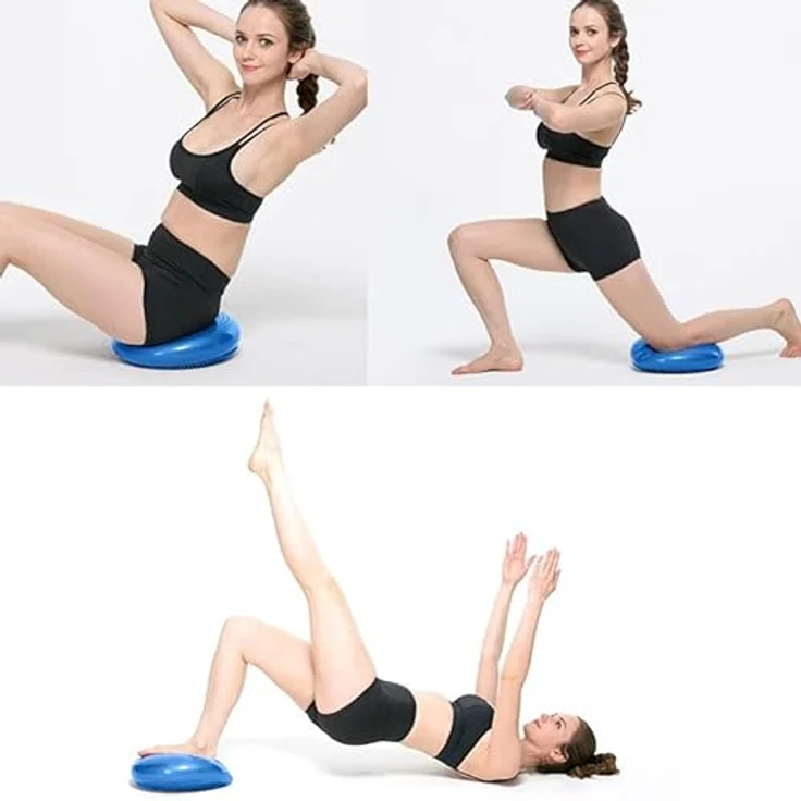 Retoo Ballsitzkissen mit Durchmesser, Balancekissen, Orthopädisches Sitzballkissen, Luftkissen, Pad, Sitzkissen, Bürostuhl , Balance Kissen für Core, Yoga (Blau, 34cm) – Bild 4