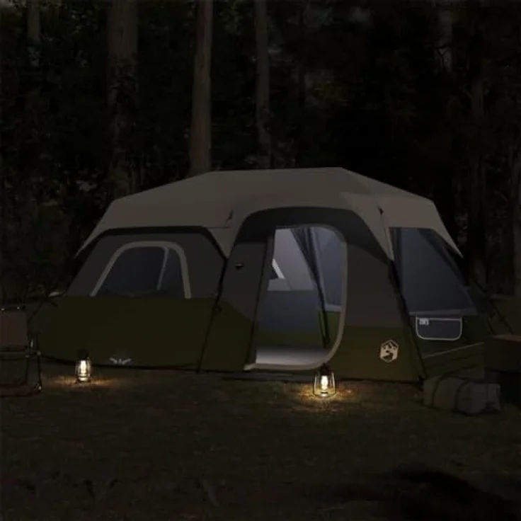 vidaXL Familienzelt, Campingzelt mit LED, Gruppenzelt für 9 Personen Quick Release, Outdoor Zelt mit Abnehmbarem Überzelt, Hellblau – Bild 4