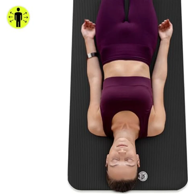 HyperMotion Yogamatte HYP58 YOGA MAT 0.8B, NBR-Schaumstoff, 183x61x0,8 cm, Schwarz, mit Tragegurt – Bild 10