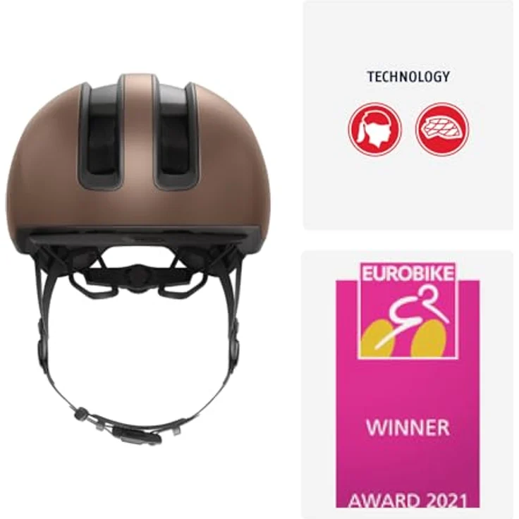Abus HUD-Y Urban Velohelm, 54-58 cm, mit wiederaufladbarem Heck-LED und 4 Lichtmodi – Bild 2