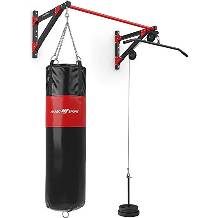 Marbo Sport multifunktionale Klimmzugstange mit Wandbefestigung, Latzug und Boxsackhalterung (3in1) MH-D204 | Made in EU
