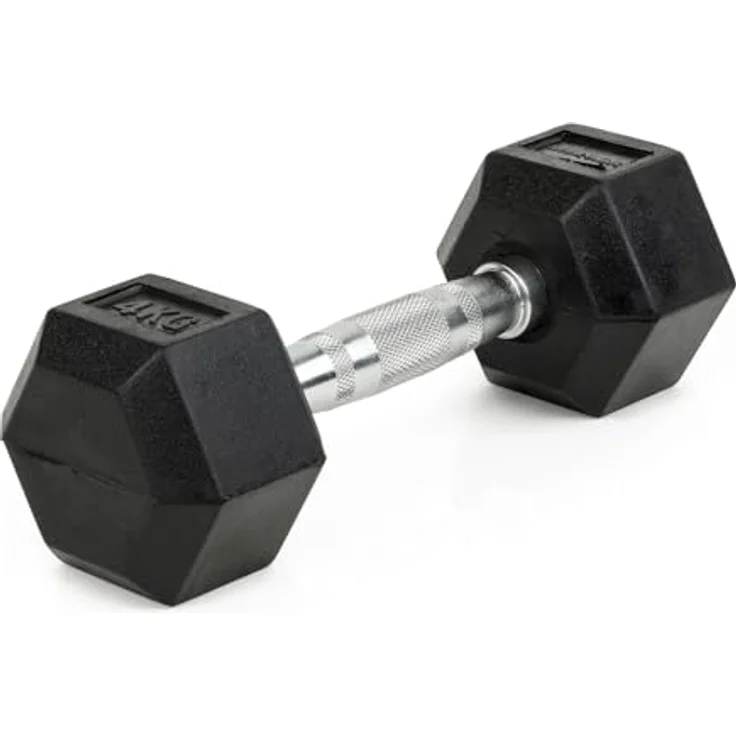 Sport-Thieme Gummierte Gusseisen Kurzhantel, Eckige Hexhantel mit verchromtem gerändeltem Griff, 17 Gewichtsklassen von 2-30 kg, Ø 28-32 mm, aus Stahl und Gummi – Bild 2