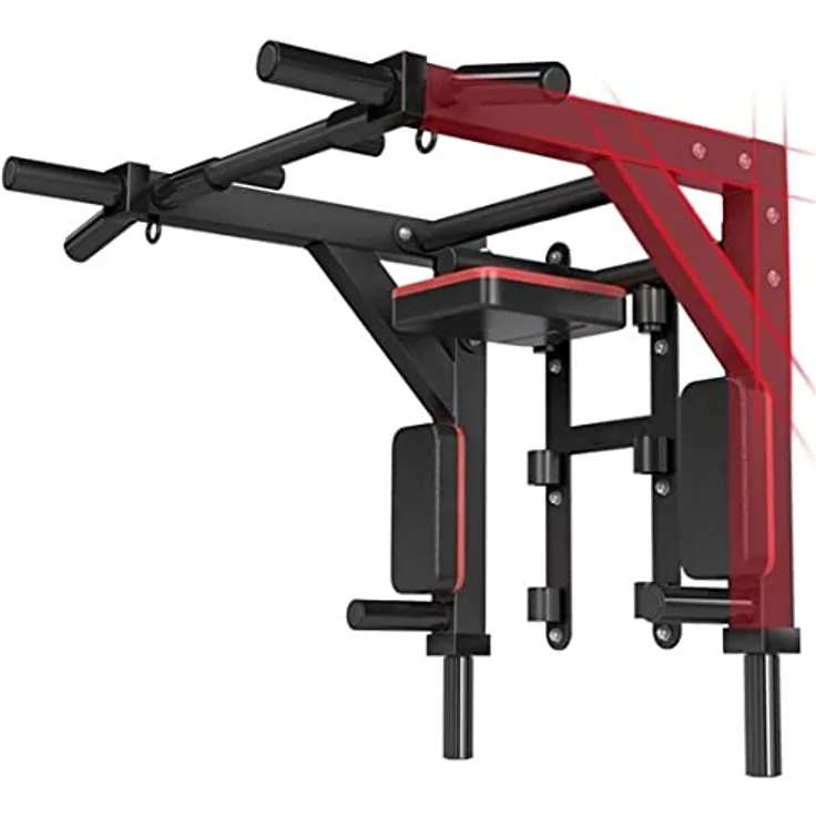 HAKENO Multifunktionelle Klimmzugstange für die Wandmontage Dip Station 2 in1 Pull Up Bar Wand Belastbarkeit bis 500kg