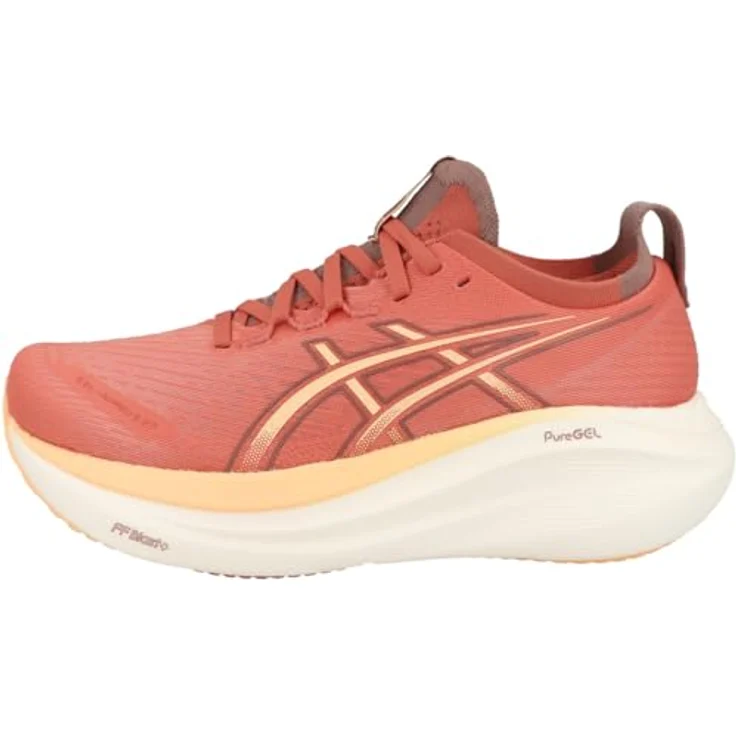 ASICS Performance Gel Nimbus 27, Damen Laufschuhe mit GEL-Dämpfung, Jacquard-Mesh-Obermaterial, Orange-Rot-Pink, Größe 39 – Bild 1