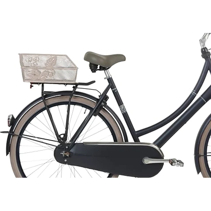 Basil Cento Flower Kinder-Fahrradkorb, stabiler Stahlkorb für Hinterrad, fest montierbar, 31×21×9 cm, metallfarbig – Bild 4