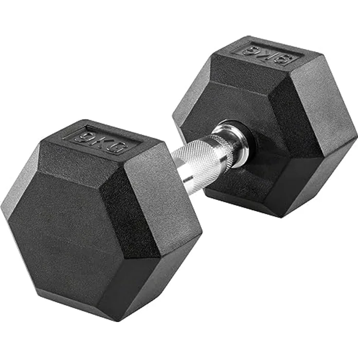Hex Kompakthantel aus Gummi, 9 kg, Hexagon-Hantel