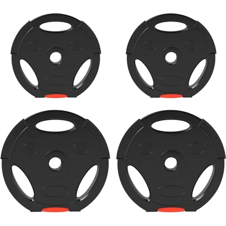 SPORTNOW Hantelscheiben Set von 4, Tri Grip mit 30 kg, geeignet für 2,5 cm Hantelstange, Schwarz