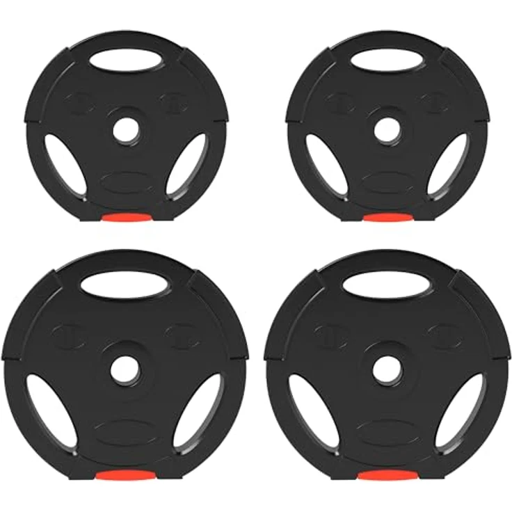 SPORTNOW Hantelscheiben Set von 4, Tri Grip mit 30 kg, geeignet für 2,5 cm Hantelstange, Schwarz – Bild 1