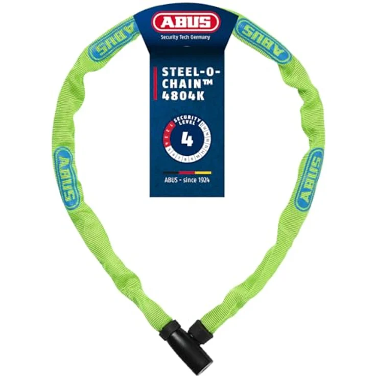 ABUS Steel-O-Chain 4804K/75, Unisex Fahrradschloss mit 4 mm dicker Stahlkette, Grün (Lime), 75 cm Länge – Bild 1